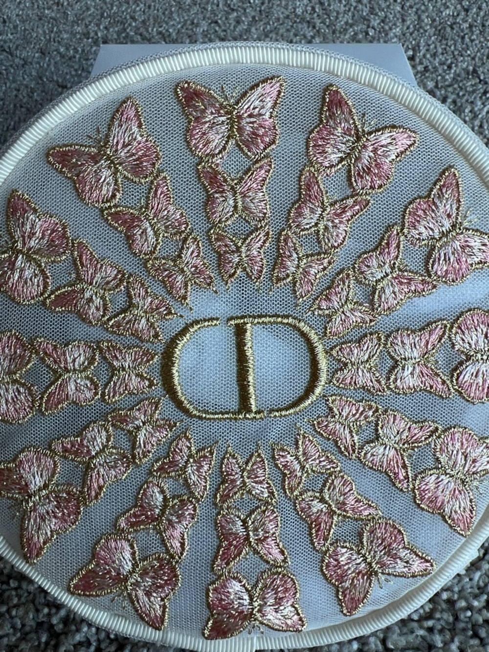 Dior White & Pink Embroidered Butterfly Mesh Pouch NIB - Picture 2 of 10